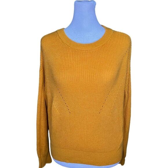 Garage Long Sleeve Mustard Yellow Knit Pullover Relaxed Fit Sweater. Medium. - Picture 2 of 7